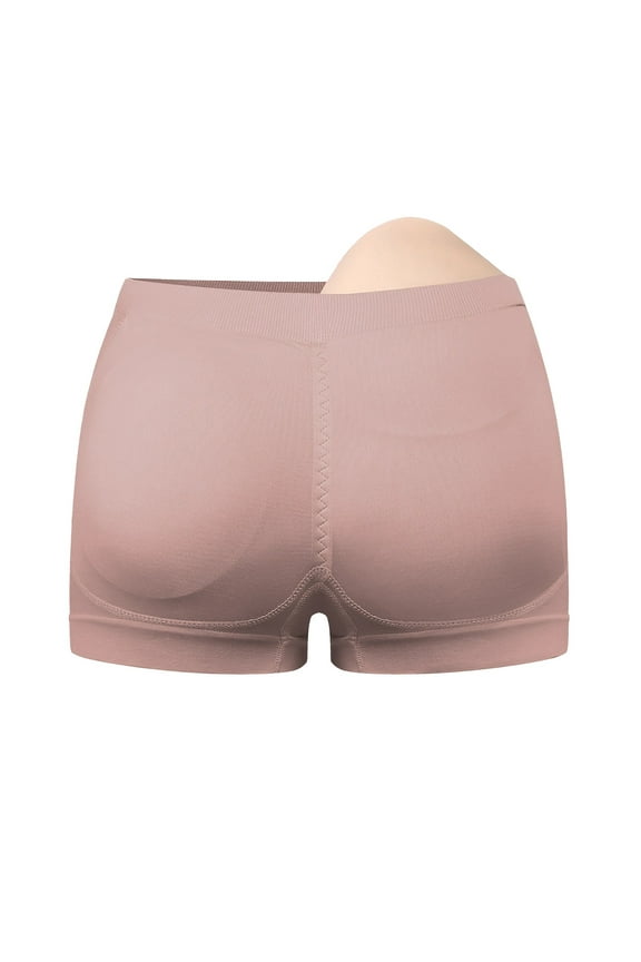 Butt Lifting Panties, Seamless Mid-Waist Removable Butt Pad, Womens Boxer Briefs Cotton Underwear Butt Lifting Underwear for Women Seamless shapewear tummy control panties, Pink,X-S