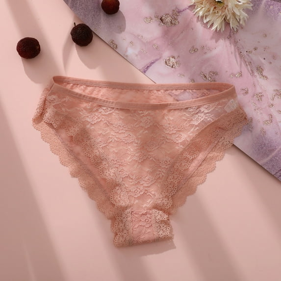 VISALY Cheeky Panties Lace Panties Underpants Patchwork Color Underwear Panties Bikini Solid Womens Briefs 1 Piece Lace Underwear Breathable Underwear No Show Panties Bikini Panties Pink M