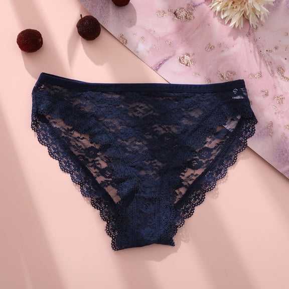 VISALY Cheeky Panties Lace Panties Underpants Patchwork Color Underwear Panties Bikini Solid Womens Briefs 1 Piece Lace Underwear Breathable Underwear No Show Panties Bikini Panties Dark blue XXL