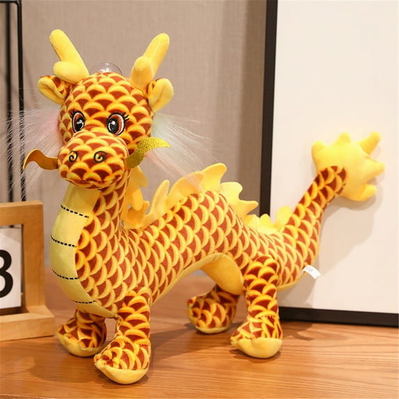 VISALY Chinese Dragon Plush 2024 Chinese New Year Dragon Stuffed Animals Zodiac Plush Figure Toys Mascot Dragon Plush Toy for Spring Festival Decorations Chinese New Year Gifts