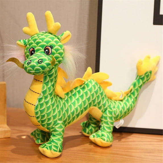VISALY Chinese Dragon Plush 2024 Chinese New Year Dragon Stuffed Animals Zodiac Plush Figure Toys Mascot Dragon Plush Toy for Spring Festival Decorations Chinese New Year Gifts