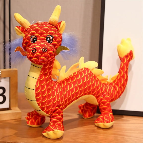 VISALY Chinese Dragon Plush 2024 Chinese New Year Dragon Stuffed Animals Zodiac Plush Figure Toys Mascot Dragon Plush Toy for Spring Festival Decorations Chinese New Year Gifts