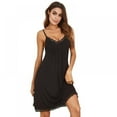 thumbnail image 1 of VISALY Comfy Nightgown Plus Size Sleepshirt Lace Cami Nightgowns V Neck Sleepwear Night Gown for Ladies House Dresses Sleeveless Sleep Dress Nightshirt Soft Sleepwear Loungewear 0 0 0 Black L, 1 of 4