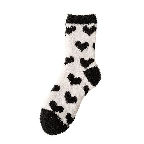 VISALY Coral Fleece Socks for Women,Heart Socks,Fuzzy Socks for Women,Super Soft Warm Cozy Socks for Womens,Winter Warm Comfortable Fabric 2 Pairs Mid-Calf Socks Sleeping Crew Socks A One Size