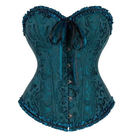 VISALY Corset Tops Lace Up Overbust Body Shaper Bustier Corsets for Women Vintage Froal Printed Button Down Slim Tube Tops Gn2 4Xl