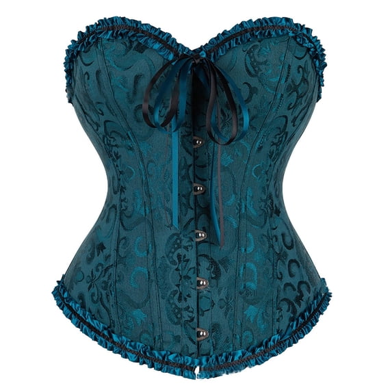 VISALY Corset Tops Lace Up Overbust Body Shaper Bustier Corsets for Women Vintage Froal Printed Button Down Slim Tube Tops Gn2 5Xl