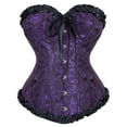 thumbnail image 1 of VISALY Corset Tops Lace Up Overbust Body Shaper Bustier Corsets for Women Vintage Froal Printed Button Down Slim Tube Tops Purple 4Xl, 1 of 3