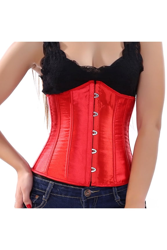 Corset Tops Women's Waist Trainer Boby Shapers Plus Size Fashion Shapeware Underwear Boned Bustier Crop Tops Red Xl