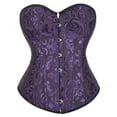 thumbnail image 1 of VISALY Corset Tops for Women Flower Printed Stain Push Up Bodysuit Waist Training Overbust Bustier Corset Boby Shapers Dark Purple S, 1 of 7