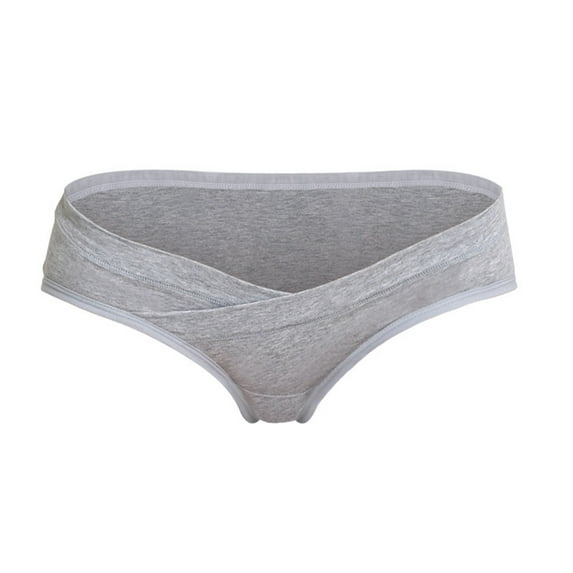 VISALY Cotton Period Panties, Maternity V-Shaped Low Rise Panties Cotton Waist Shaped V, Black Cotton Panties Cotton Panties for Women Plus Size Cotton Thong Panties, Grey,M