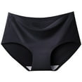 thumbnail image 1 of VISALY Cotton Underwear for Women Bikini Panties, Women's Ice Silk Seamless Panties Mid-Rise Large, Cotton Thong Panties Demifill Teen Girls Period Underwear Cotton Soft Women Panties, Black,M, 1 of 4