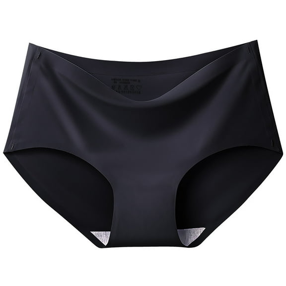 VISALY Cotton Underwear for Women Bikini Panties, Women's Ice Silk Seamless Panties Mid-Rise Large, Cotton Thong Panties Demifill Teen Girls Period Underwear Cotton Soft Women Panties, Black,M
