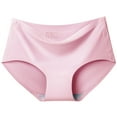 thumbnail image 1 of VISALY Cotton Underwear for Women Bikini Panties, Women's Ice Silk Seamless Panties Mid-Rise Large Size Solid Color One-Piece Briefs, Womens Panties Bikini Cotton Underwear Cheeky Panties, Pink,XL, 1 of 4