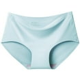 thumbnail image 1 of VISALY Cotton Underwear for Women Bikini Panties, Women's Ice Silk Seamless Panties Mid-Rise Large Size Solid Color One-Piece Briefs, Womens Silk Panties Womens Thong Panties, Light Blue,XL, 1 of 4