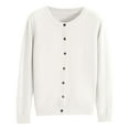 thumbnail image 1 of VISALY Cropped Cardigan Button Down Cardigans Womens Basic Crew Neck Long Sleeve Down Cardigan Knitted Cardigans Trendy Cardigan White Xxl, 1 of 6