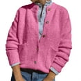 thumbnail image 1 of VISALY Cropped Cardigan Cardigan with Pockets Women's Knit Cardigan Sweaters Casual Long Sleeve Open Front Button Up Ribbed Fall Sweater Jackets Crewneck Cardigan Business Casual Cardigans A L, 1 of 6