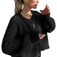 thumbnail image 1 of VISALY Cropped Cardigan Chunky Knit Cardigan Cardigan Sweater Button Down Long Sleeve Chunky Soft Knit Sweater Fall Open Front Loose Casual Cardigan Coat Fitted Cardigan Lounge Cardigans Black L, 1 of 4