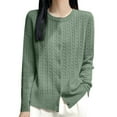 thumbnail image 1 of VISALY Cropped Cardigan Long Sleeve Cardigan Cable Knit Cardigan Crochet Sweaters for Women Button Down Cardigans Boyfriend Cardigans Green Xl, 1 of 4