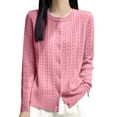 thumbnail image 1 of VISALY Cropped Cardigan Long Sleeve Cardigan Cable Knit Cardigan Crochet Sweaters for Women Button Down Cardigans Boyfriend Cardigans Pink L, 1 of 4