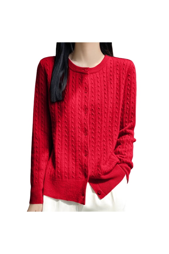 Cropped Cardigan Long Sleeve Cardigan Cable Knit Cardigan Crochet Sweaters for Women Button Down Cardigans Boyfriend Cardigans Red Xl