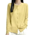 thumbnail image 1 of VISALY Cropped Cardigan Long Sleeve Cardigan Cable Knit Cardigan Crochet Sweaters for Women Button Down Cardigans Boyfriend Cardigans Yellow M, 1 of 4