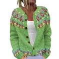 thumbnail image 1 of VISALY Cropped Cardigan Long Sleeve Cardigan Women Ethnic Style Sweater Knitted Sweater Cardigan Sweater Jacket Button Down Cardigans Boho Cardigans Green 4Xl, 1 of 4