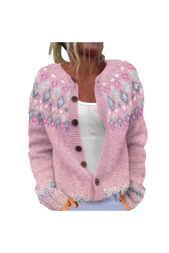 Cropped Cardigan Long Sleeve Cardigan Women Ethnic Style Sweater Knitted Sweater Cardigan Sweater Jacket Button Down Cardigans Boho Cardigans Pink Xxl