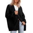 thumbnail image 1 of VISALY Cropped Cardigan Long Sleeve Cardigan Women's Cardigan Front Oversized Lightweight Sweaters V Neck Loose Cardigans Knit Outwear Button Down Cardigans Chunky Cardigan Sweaters Black Xl, 1 of 7