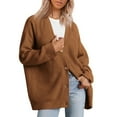thumbnail image 1 of VISALY Cropped Cardigan Long Sleeve Cardigan Women's Cardigan Front Oversized Lightweight Sweaters V Neck Loose Cardigans Knit Outwear Button Down Cardigans Chunky Cardigan Sweaters Brown Xl, 1 of 6