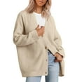 thumbnail image 1 of VISALY Cropped Cardigan Long Sleeve Cardigan Women's Cardigan Front Oversized Lightweight Sweaters V Neck Loose Cardigans Knit Outwear Button Down Cardigans Chunky Cardigan Sweaters Beige L, 1 of 7