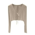 thumbnail image 1 of VISALY Cropped Cardigan Long Sleeve Cardigan Women's Thin Feel Sun Clothes Women's Mm Summer Ice Blouse Cardigan with Shawl Jacket Shirt Open Front Cardigan Thin Cardigans Lightweight Coffee Xxl, 1 of 5