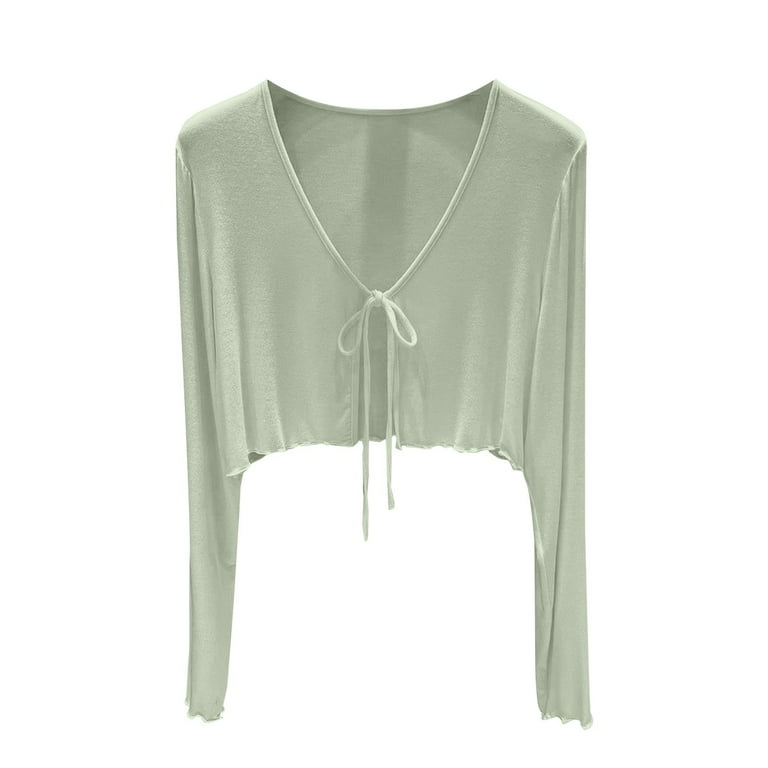 VISALY Cropped Cardigan Long Sleeve Cardigan Women's Thin Feel Sun