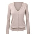 thumbnail image 1 of VISALY Cropped Cardigan Long Sleeve Cardigan Women's V Neck Cardigan Sweater Plus Jacket Solid Color Knitted Sweater Button Down Cardigans Thin Cardigans Lightweight Khaki M, 1 of 4