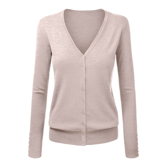 VISALY Cropped Cardigan Long Sleeve Cardigan Women's V Neck Cardigan Sweater Plus Jacket Solid Color Knitted Sweater Button Down Cardigans Thin Cardigans Lightweight Khaki M