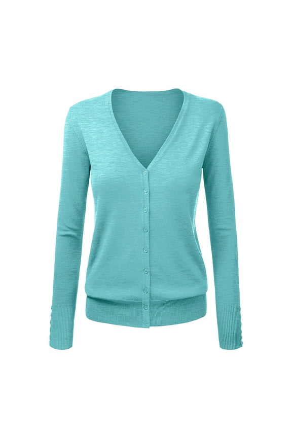 Cropped Cardigan Long Sleeve Cardigan Women's V Neck Cardigan Sweater Plus Jacket Solid Color Knitted Sweater Button Down Cardigans Thin Cardigans Lightweight Sky Blue Xxl