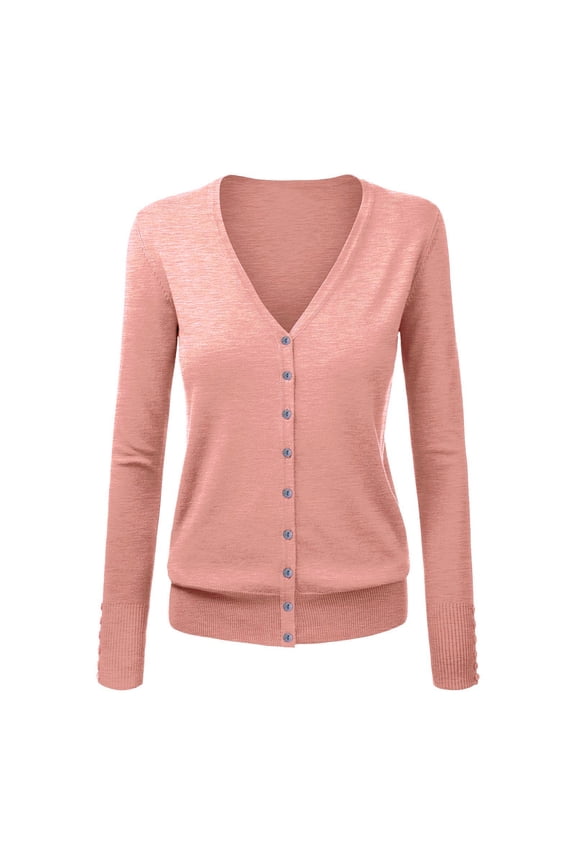 Cropped Cardigan Long Sleeve Cardigan Women's V Neck Cardigan Sweater Plus Jacket Solid Color Knitted Sweater Button Down Cardigans Thin Cardigans Lightweight Pink S