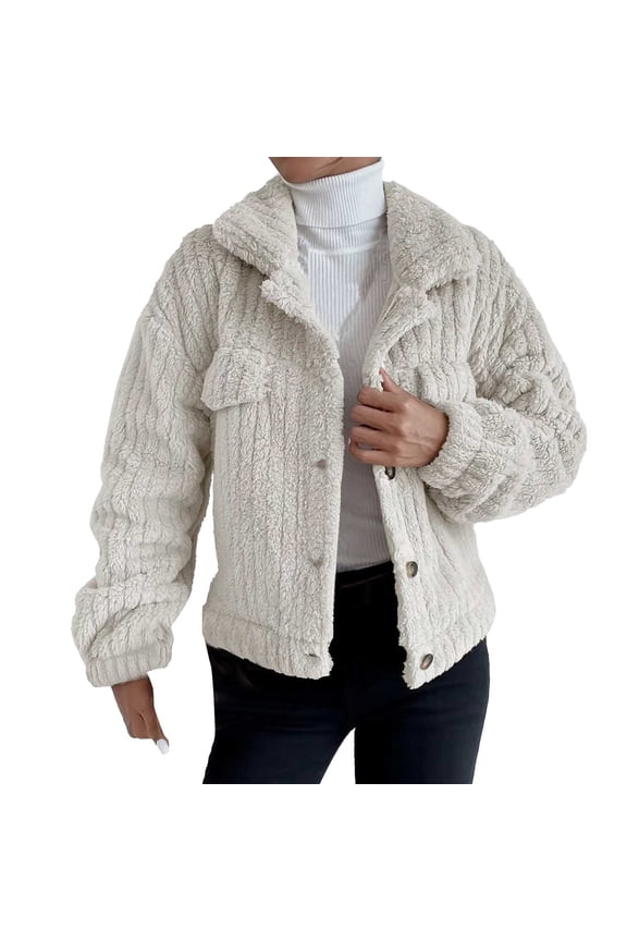 Cropped Cardigan Open Front Cardigan Artificial Long Sleeve Sweatershirt Pullover Warm Top Snow Coat Jacket Outwear No Pocket with Button Chunky Cardigan Sweaters Fitted Cardigan Beige Xxl