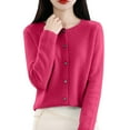 thumbnail image 1 of VISALY Cropped Cardigan Open Front Cardigan for Women Cardigans Sweaters for Women Button Front Long Sleeve Cardigan Crewneck Cardigan Knit Cardigans Hot Pink M, 1 of 6