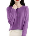 thumbnail image 1 of VISALY Cropped Cardigan Open Front Cardigan for Women Cardigans Sweaters for Women Button Front Long Sleeve Cardigan Crewneck Cardigan Knit Cardigans Purple Xxl, 1 of 6