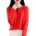thumbnail image 1 of VISALY Cropped Cardigan Open Front Cardigan for Women Cardigans Sweaters for Women Button Front Long Sleeve Cardigan Crewneck Cardigan Knit Cardigans Red M, 1 of 6