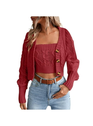 Cardigan And Crop Top Set