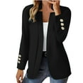 thumbnail image 1 of VISALY Cropped Cardigan Thin Cardigans Lightweight Fall Clothes Fashion Long Sleeve Notch Cardigans Open Front Slim Fit Work Cropped Jackets Coat Brown Jackets Dress Cardigan Comfy Sweaters Black S, 1 of 7