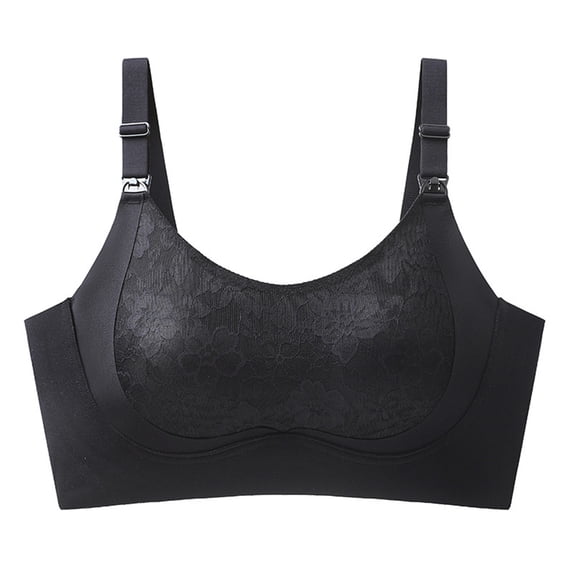 VISALY Custom Bust Shaping Bra Lifting Shaping Bra for Women Full Coverage Lace Bra Plus Size Push Up T-Shirts Bras Wirefree Support Seamless Comfy Soft Bralettes for Seniors Women Black M
