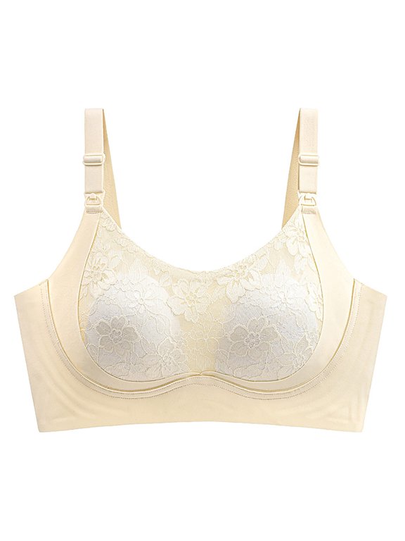 Custom Bust Shaping Bra Lifting Shaping Bra for Women Full Coverage Lace Bra Plus Size Push Up T-Shirts Bras Wirefree Support Seamless Comfy Soft Bralettes for Seniors Women Beige M