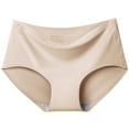thumbnail image 1 of VISALY Customizable Seamless Panties: Mid-Rise Ice Silk Design, No-Show Waistband, Beige,S, 1 of 4