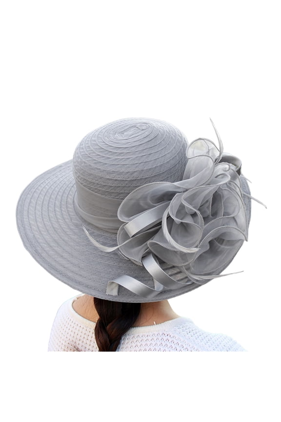 Derby Hats Large Brim Sun Hats for Women | Sun Hats for Women Wide Brim Sun Protection Hats Spring and Summer Mesh Sun Hat Organza Black and White Derby Hats Sunshade Hats s UV Protection