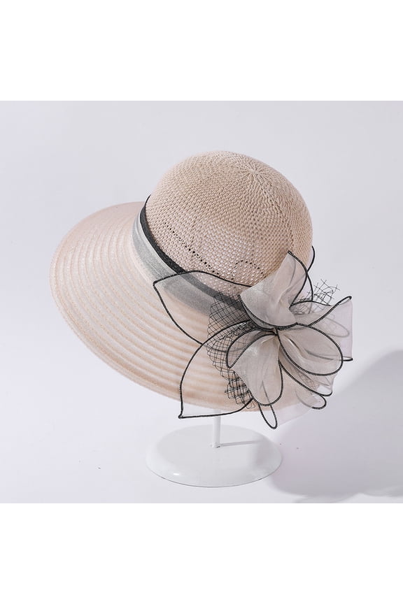 Derby Hats Womens Sun Hats Wide Brim | Sun Hats Wide Brim Derby Hats for Women Organza Knitted Top Sun Wide Brimmed Sun Hats Wide Brim Sun Hat Wide Brim Church Hats for Women | 5Pair
