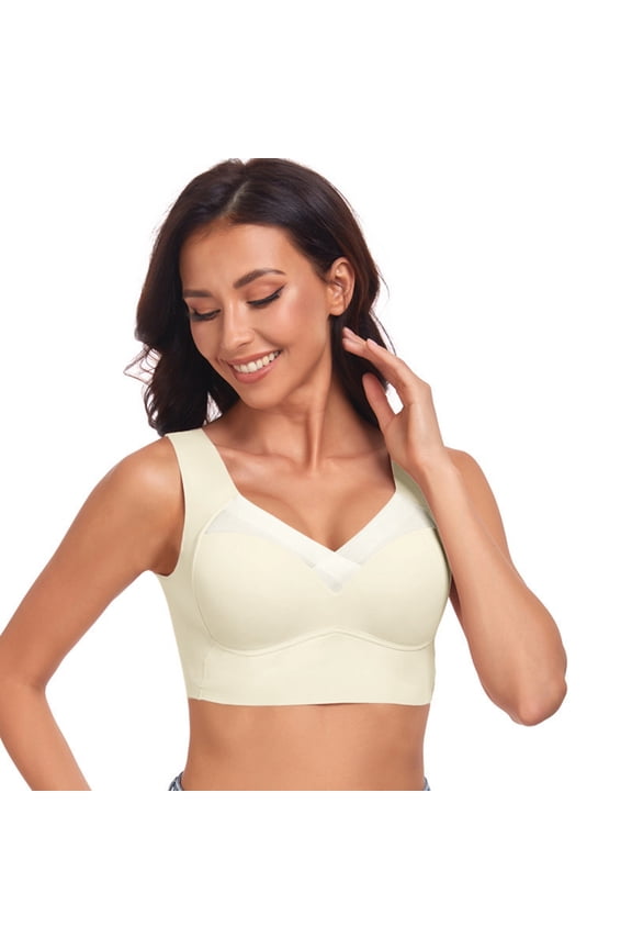 Everyday Bras Lift Bra No Underwire Bra Full Figure Bra Wireless Bra Seamless Bralette No Underwire Bra Plus Size Support Bra T-Shirt Bra Adjustable Bras for Older Women Soft Bra Beige M