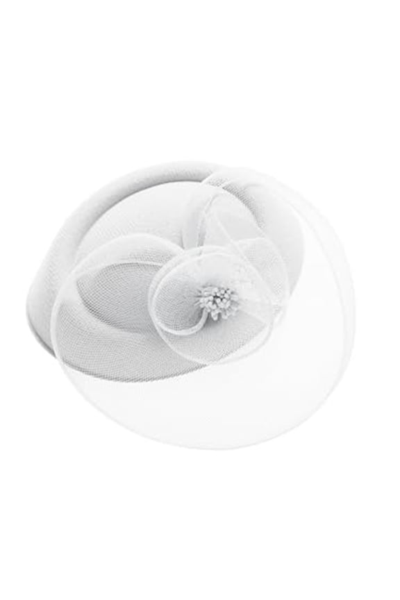 Fascinators Hat Hair Clip Headband Flower Mesh Ribbons Tea Party Headwear Mesh Pillbox Bridal Hat Derby Fascinator Headpiece Feather Mesh Wedding Fascinator Wedding Headwear White One Size