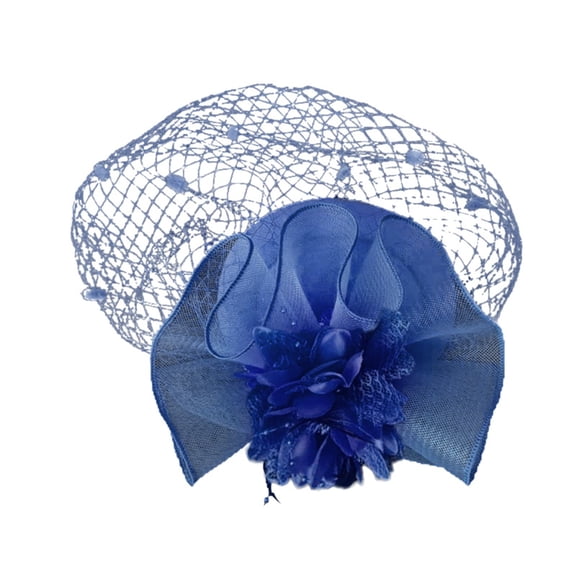 VISALY Fascinators Hats for Women Vintage Derby Hat Feather Mesh Fascinator Derby Hat Cocktail Flower Headband Evening Party Headpiece 50s Retro Pillbox Mesh Veil Headband Pillbox Hat Navy One Size